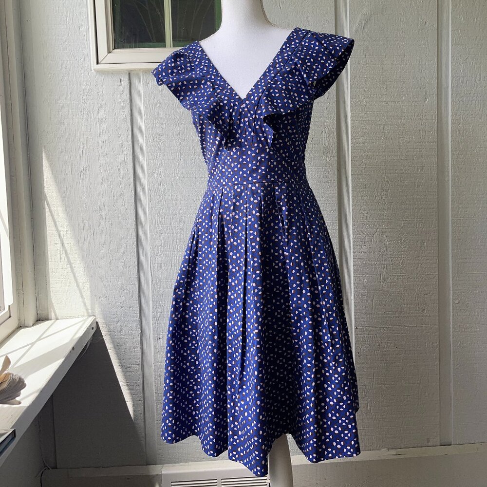 Kate Spade Geo Dot V-Neck Dress, Size 14